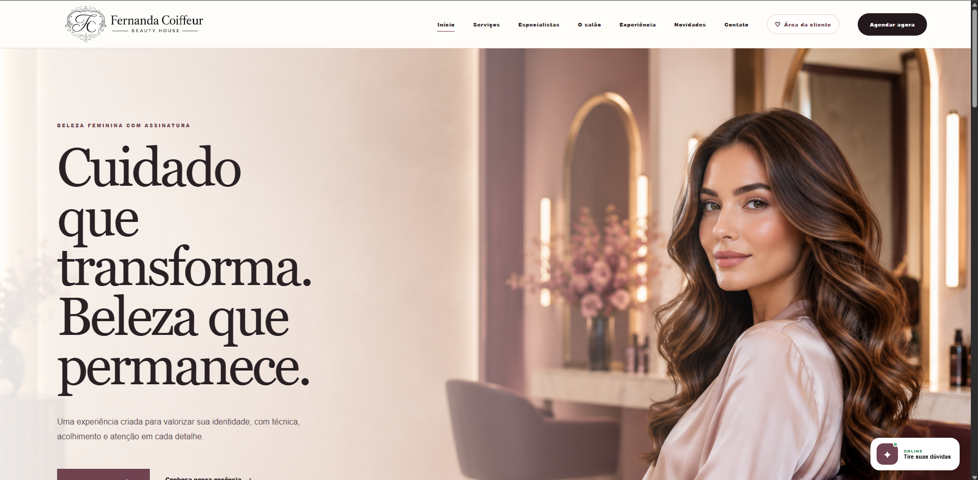 Prévia do projeto Site Salão + Dashboard