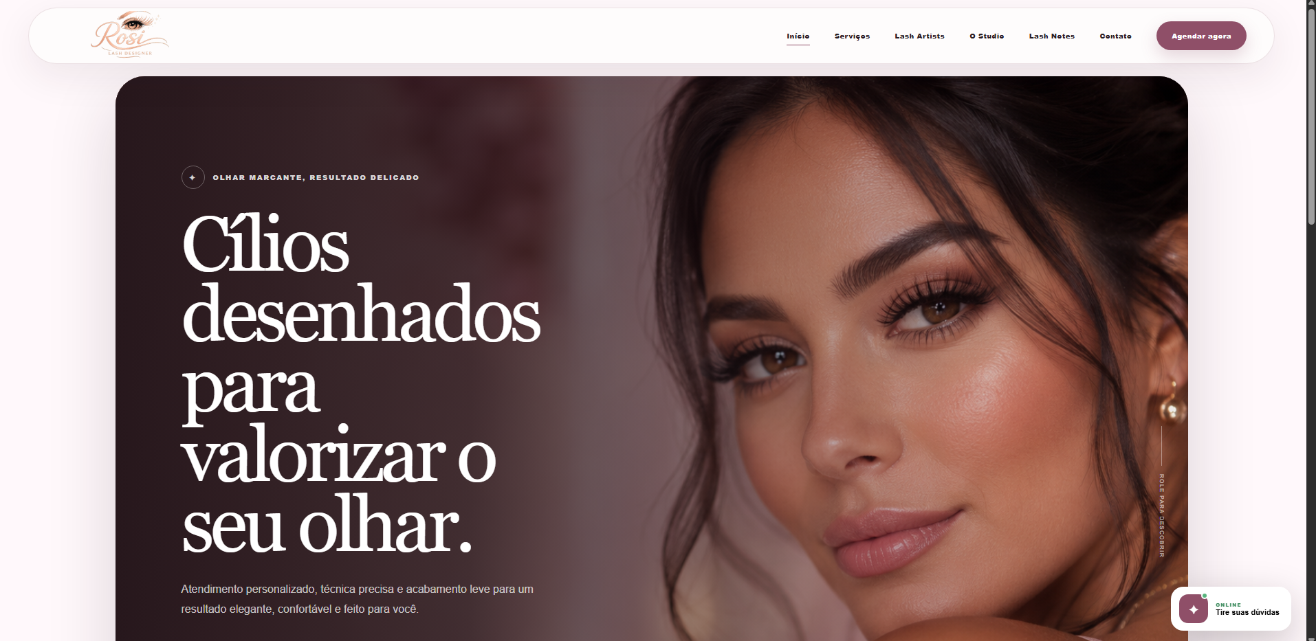 Prévia do projeto Site Lash Designer + Dashboard
